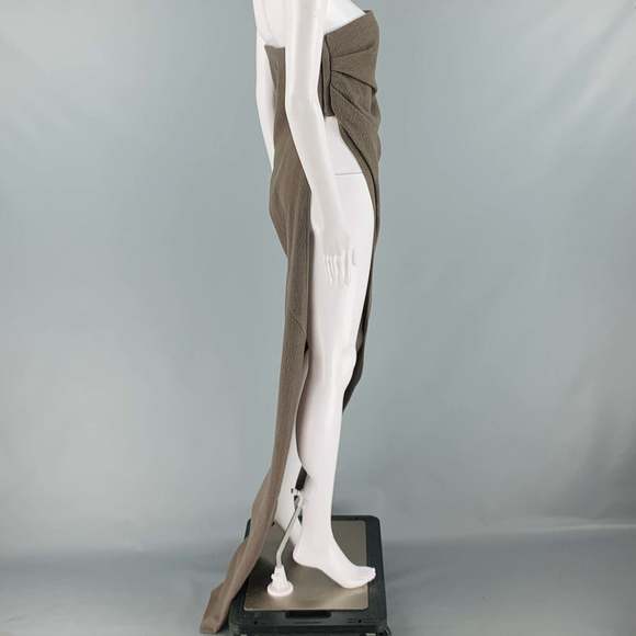 RICK OWENS FW23 Grey Taupe Wool Strapless Long Gown - Picture 2 of 7